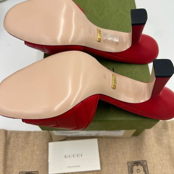 Women's Gucci GG Marmont Leather slide sandals size 39 made in Italy - Picture 10 of 11